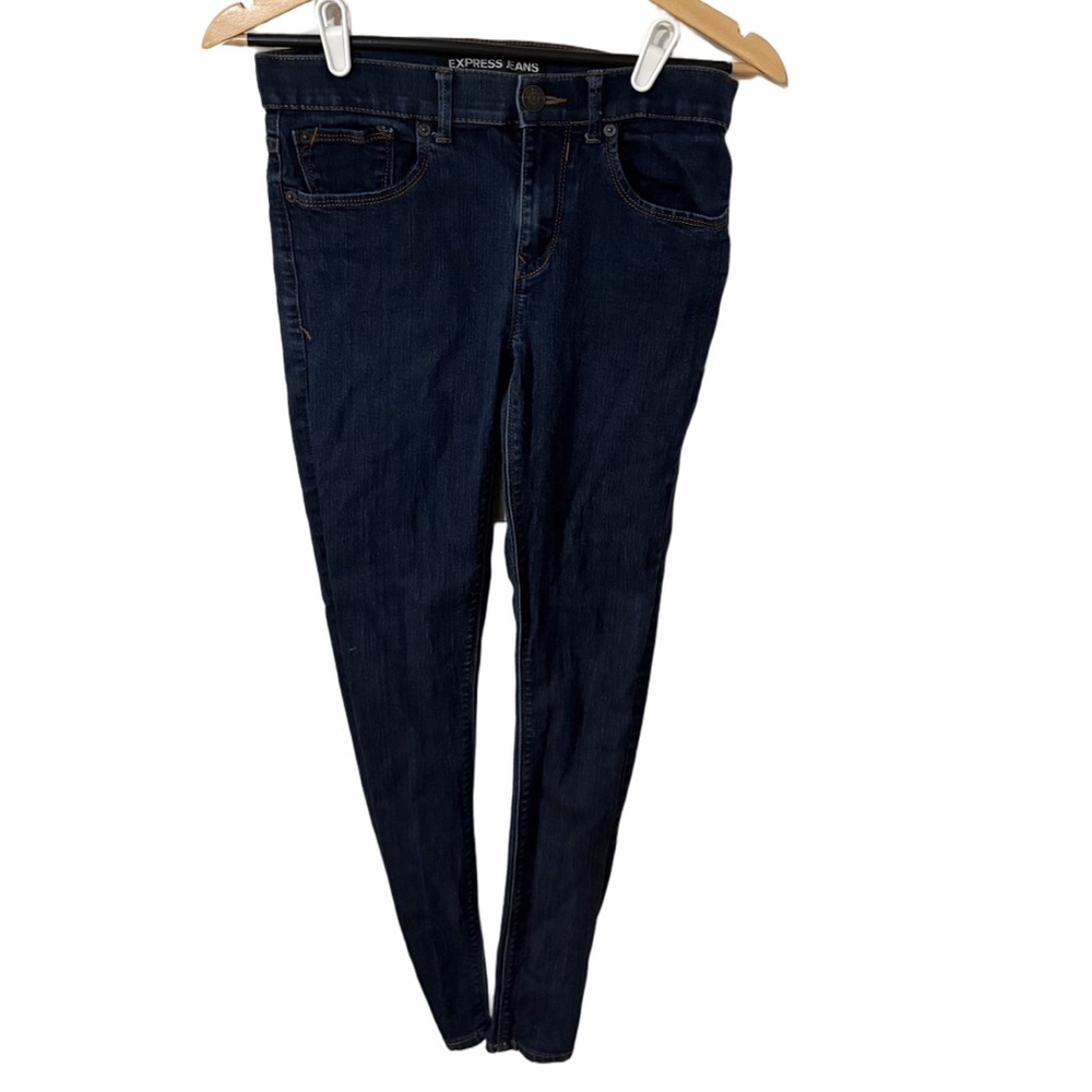 Express Dark Blue Denim Jean mid rise Leggings